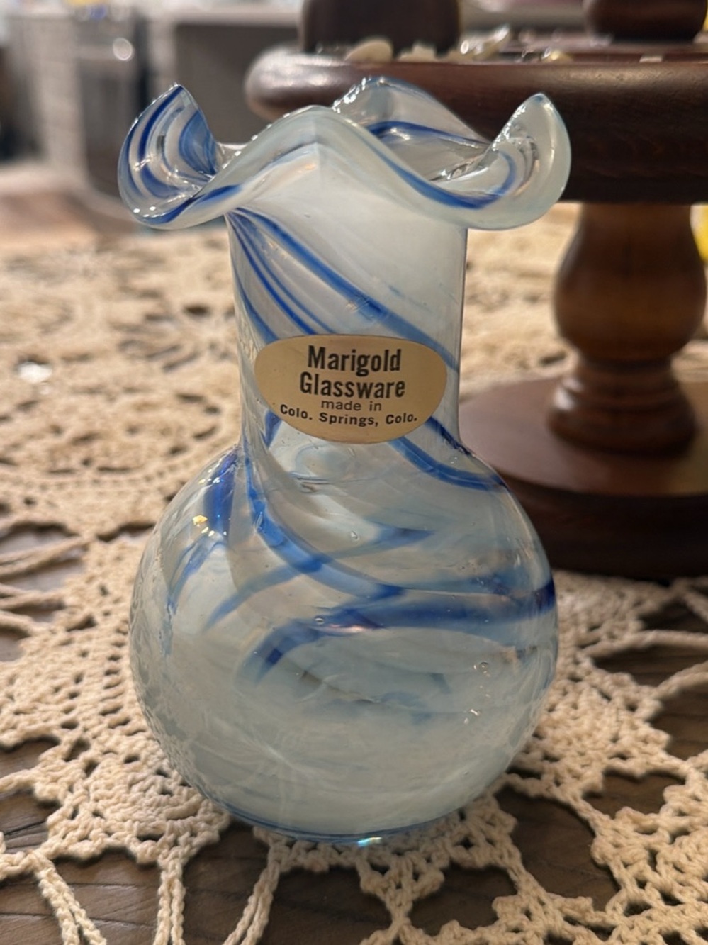 Blue & White Swirl Decorative Vase